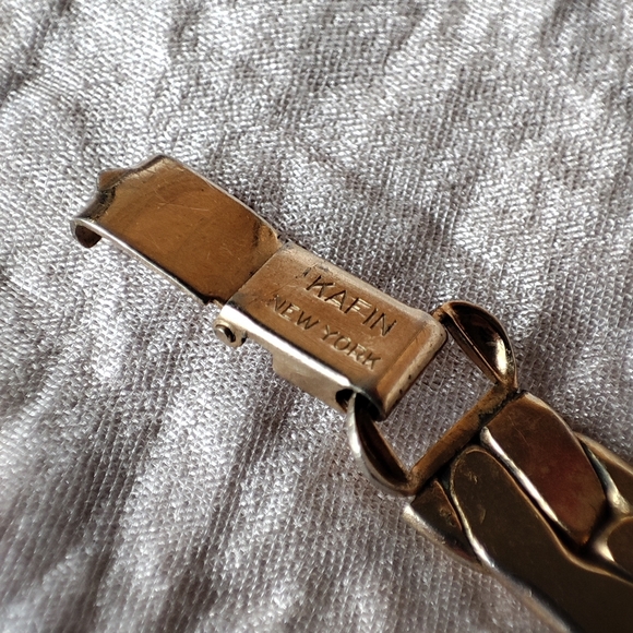 Vintage Gold Tone Signed KAFIN NEW YORK Link Bracelet Prong Set Topaz Citrine - Picture 15 of 16